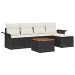 vidaXL Ensemble de Canapé de Jardin 6 Pièces avec Coussins Noir Poly Rattan