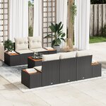Ensemble de Canapés de Jardin vidaXL 6 pièces avec coussins Noir Rattan Poly Acacia