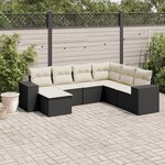 vidaXL Salon de jardin 7 Pièces avec coussins noir résine tressée