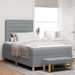 vidaXL Lit Box Spring avec Matelas et Banc Gris Clair 120x190 cm Tissu
