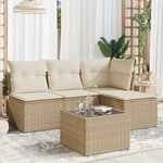 vidaXL Salon de jardin avec coussins 5 Pièces beige résine tressée
