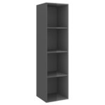 vidaXL Ensemble de meubles TV 3 Pièces Gris brillant Bois d'ingénierie