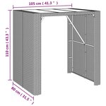 vidaXL Table de bar et dessus en verre gris 105x80x110 cm poly rotin