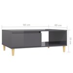vidaXL Table basse gris brillant 90x60x35 cm bois d'ingénierie