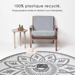 Tapis extérieur terrasse réversible rond - Tapis de jardin imperméable et résistant UV - Henna - Gris - 180 cm - HOMESCAPES