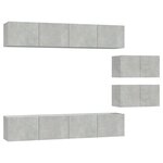 vidaXL Ensemble de meubles TV 6 Pièces Gris béton Bois d'ingénierie