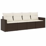 vidaXL Salon de jardin 4 Pièces avec coussins marron résine tressée