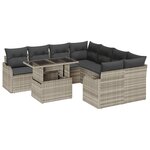 Ensemble de Canapés de Jardin 9 Pièces avec Coussins Gris Clair