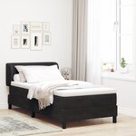 Lit à ressort avec matelas vidaXL Noir 90x200 cm en velours
