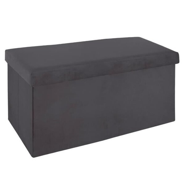 Pouf pliable Tess en velours - Gris foncé - L 76 x P 38 x H 38 cm