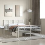 vidaXL Cadre de lit métal avec tête de lit/pied de lit blanc 160x200cm
