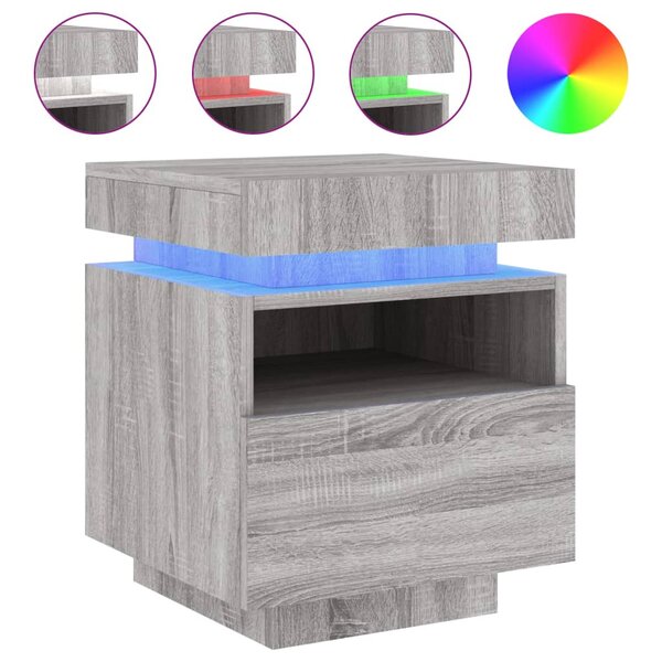 vidaXL Armoire de chevet avec lumières LED sonoma gris 40x39x48 5 cm