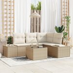 vidaXL Ensemble de canapé de jardin de 5 pièces avec coussins en poly rotin brun