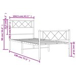 vidaXL Cadre de lit métal avec tête de lit/pied de lit blanc 100x190cm