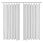 2 Pièces Rideau à Passant Micro Satin Blanc 140 x 245 cm