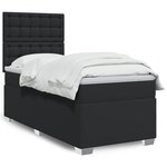 vidaXL Sommier à lattes de lit avec matelas Noir 80x200cm Similicuir