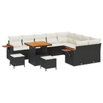Ensemble de Canapés de Jardin 12 Pièces Noir Rotin PE Acacia
