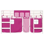 vidaXL Lit mezzanine enfants et rideaux rose 90x200cm bois pin massif