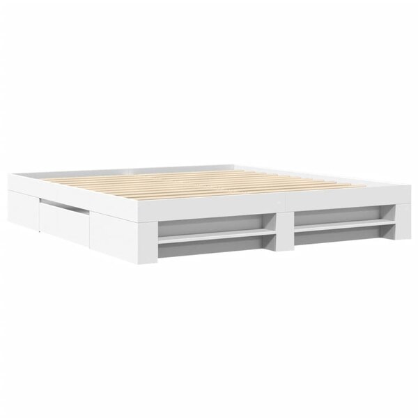 vidaXL Cadre de lit blanc 180x200 cm bois d'ingénierie