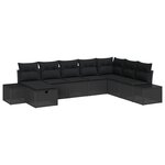 vidaXL Ensemble de canapé de jardin 8 pièces avec coussins en poly rotin noir
