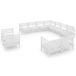 Salon de jardin meuble d'extérieur ensemble de mobilier 11 pièces bois de pin massif blanc 02_0015497