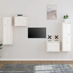 vidaXL Meubles TV 4 Pièces Blanc Bois massif de pin