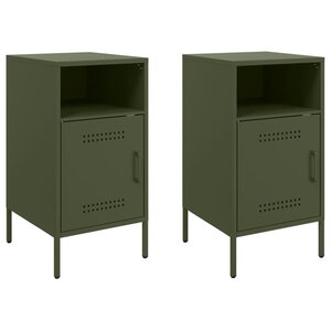 vidaXL Tables de chevet 2 Pièces vert olive 36x39x68 cm