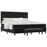 vidaXL Lit avec sommier et matelas & banc noir 200x200 cm en velours