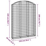 vidaXL Panier de gabions arqué 150x30x200/220 cm Fer galvanisé