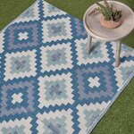 Tapis extérieur terrasse réversible - Tapis de jardin imperméable et résistant UV - Mia - Bleu - 75x200 cm - HOMESCAPES
