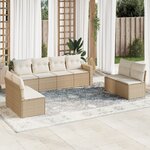 vidaXL Salon de jardin avec coussins 8 Pièces beige résine tressée
