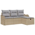 Set de canapé de jardin vidaXL 4 pièces avec coussins beige poly rattan