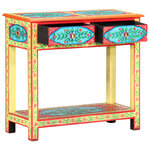 vidaXL Table console peinte à la main 80x35x75 cm Bois de manguier