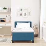 Lit avec Matelas Box Spring vidaXL Bleu Foncé 90x200 cm Velours