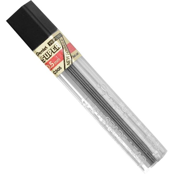 Etui de 12 mines HI POLYMER SUPER  0 5mm - F PENTEL