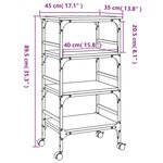 vidaXL Chariot de cuisine chêne fumé 45x35x89 5 cm bois d'ingénierie