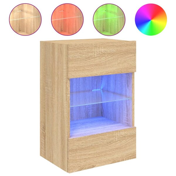 vidaXL Meuble TV mural avec lumières LED chêne sonoma 40x30x60 5 cm