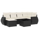 vidaXL Salon de jardin 7 Pièces avec coussins noir résine tressée