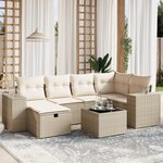 vidaXL Salon de jardin avec coussins 7 Pièces beige résine tressée