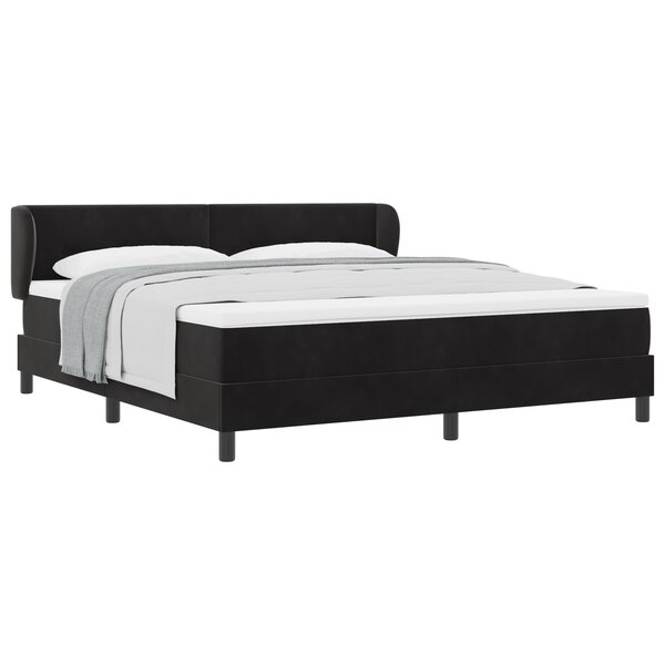 Lit Box Spring vidaXL avec Matelas Noir 180x200 cm en Velours