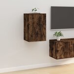 vidaXL Meubles TV muraux 2 Pièces Chêne fumé 40x34 5x60 cm