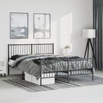 vidaXL Cadre de lit métal sans matelas avec pied de lit noir 150x200cm