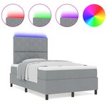 vidaXL Lit avec sommier avec matelas & lumière LED Gris clair 120x190 cm Tissu