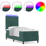 Lit à ressorts vidaXL avec matelas et LED vert foncé 80x200 cm en velours