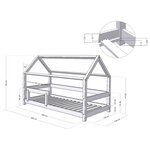 Lit cabane enfant TERY 120 x 200 rose pastel