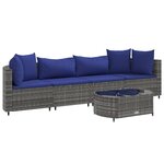 vidaXL Salon de jardin 5 Pièces avec coussins gris résine tressée