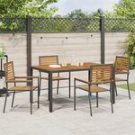 Ensemble de salle à manger jardin vidaXL 5 pièces en poly rotin noir et acacia