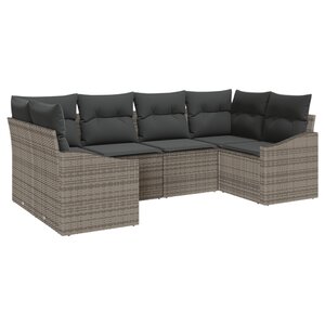 vidaXL Ensemble de canapé de jardin 6 pièces avec coussins gris en poly rattan