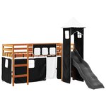 vidaXL Lit mezzanine enfants avec tour blanc/noir 80x200cm pin massif
