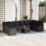 vidaXL Ensemble de Canapés de Jardin 11 pièces avec Coussins en Poly Rattan Noir